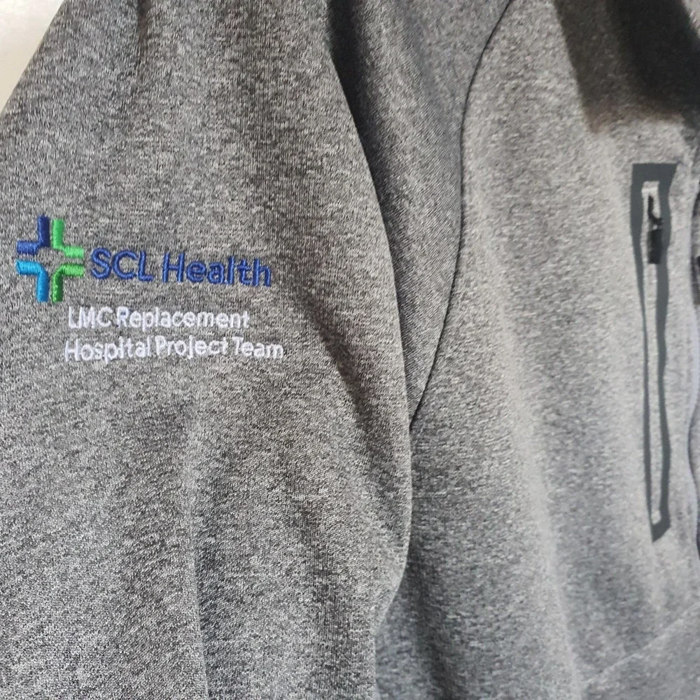 The North‎ Face Jacket Sz M Logo SL Health on Sleeve Gray Women Pockets